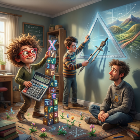 🌉 Математика на ладони: Неразлучная троица — алгебра, геометрия и матан в одной квартире