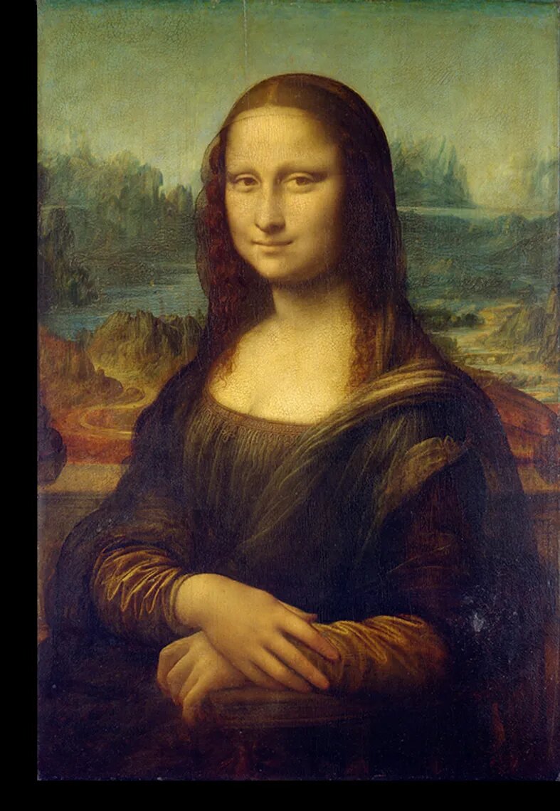 Леонардо да Винчи, Портрет госпожи Лизы дель Джокондо. 1503—1519
Дерево (тополь), масло. 76,8 × 53 см
Лувр, Париж