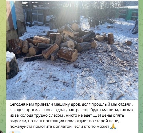 Пол машины дров, привезенных нам 27 января.