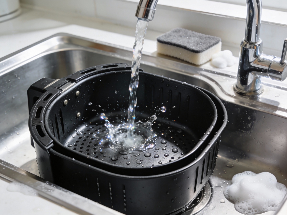 Процесс очистки съемной чаши аэрогриля