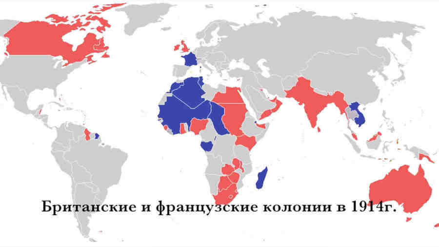 К началу Первой мировой мир был поделен между Англией и Францией.