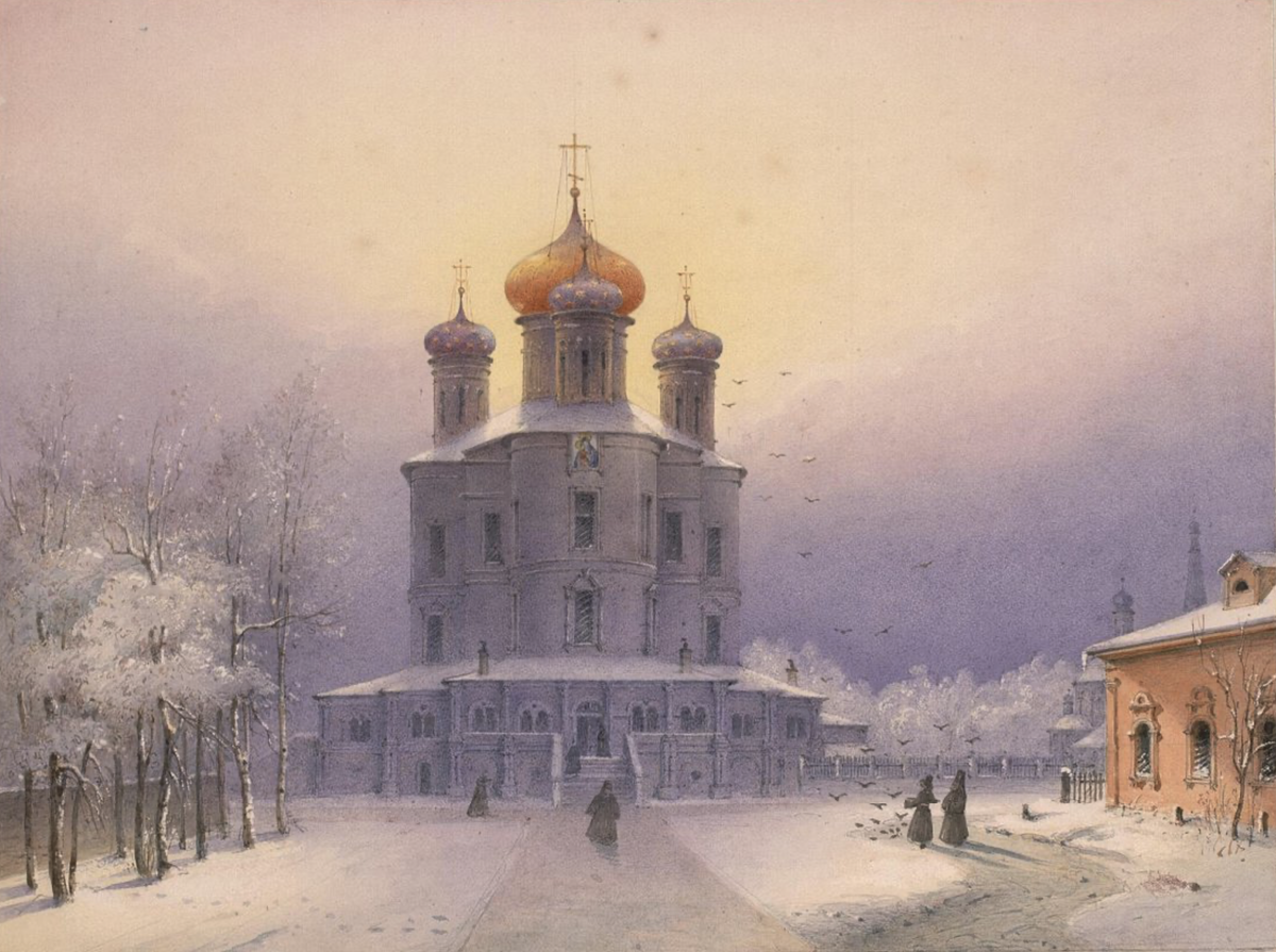 Акварель «Донской монастырь». Вейс Иосиф Андреевич, 1852 год. Музеи Московского кремля.