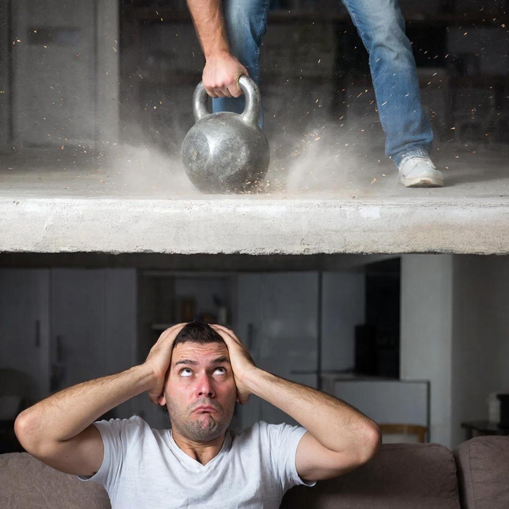 Как обычно слышится ударный шум