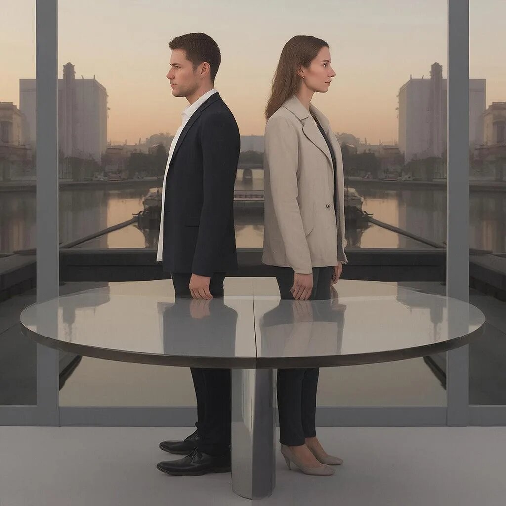 Мужчина и женщина. Иллюстрация сгенерирована нейросетью