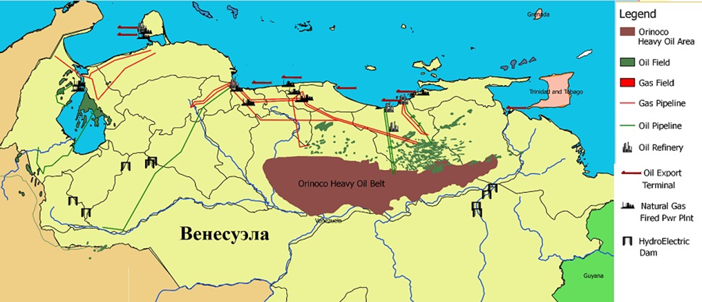 Рис. 1. Нефтяная отрасль Венесуэлы. [https://neftegaz.ru/analisis/oil_gas/330191-neftyanaya-otrasl-venesuely/?clear_cache=Y]
