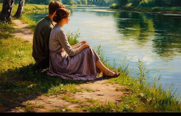 Двое на берегу. Фото в свободном доступе в интернете.