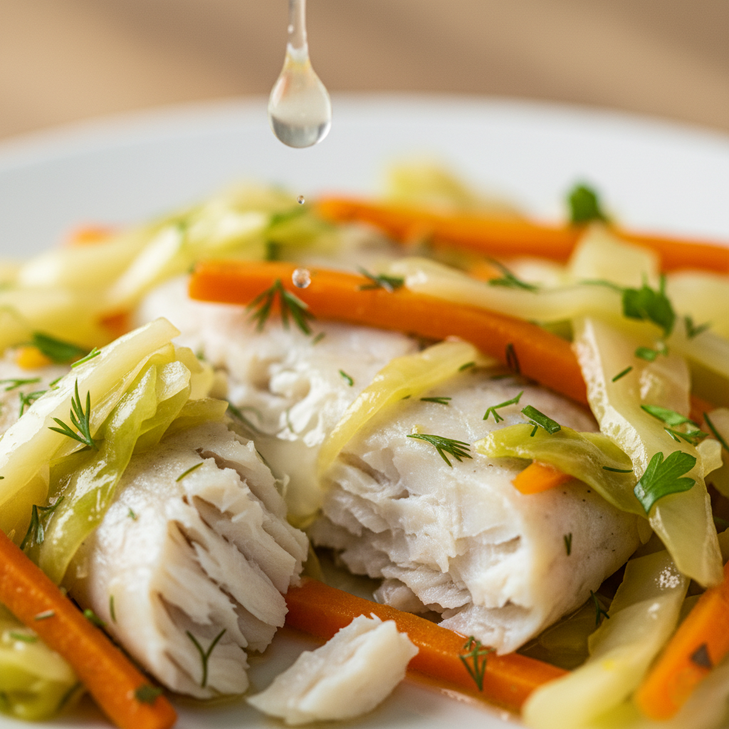 Нежная Рыба с Капустой и Овощами, Запеченная в Духовке