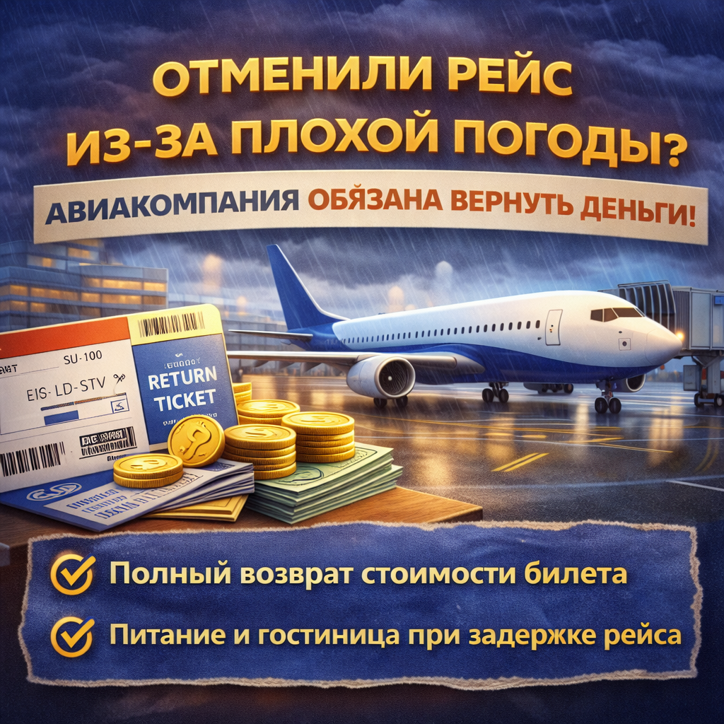 Отменили рейс из-за плохой погоды: когда пассажиру обязаны вернуть деньги за билет