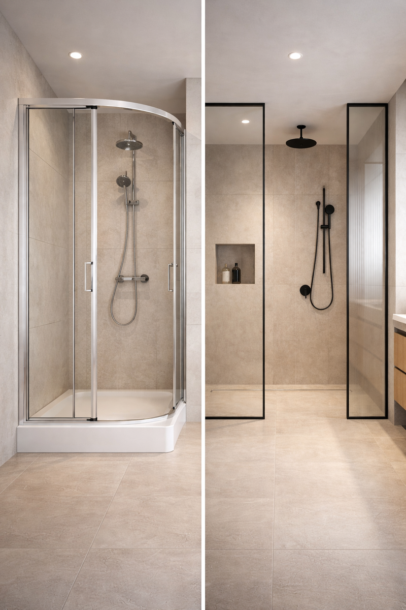 Душевая с поддоном и без