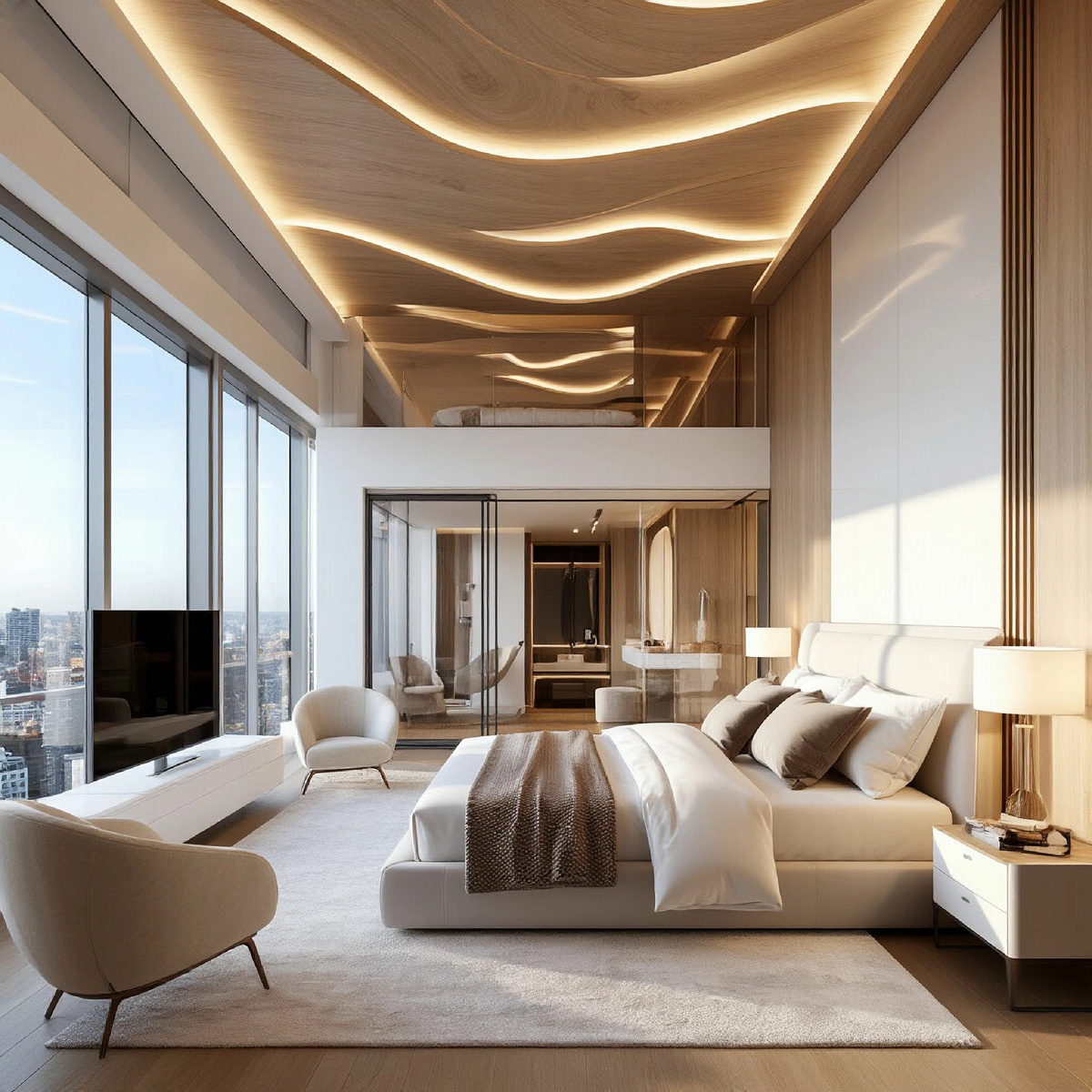 Дизайн интерьера спальни в пентхаусе. Студия Архикомфорт