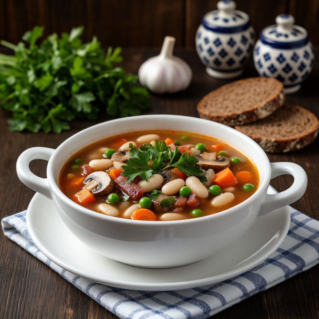 Сытный овощной суп с беконом и фасолью: яркий, ароматный и простой в приготовлении 🍲