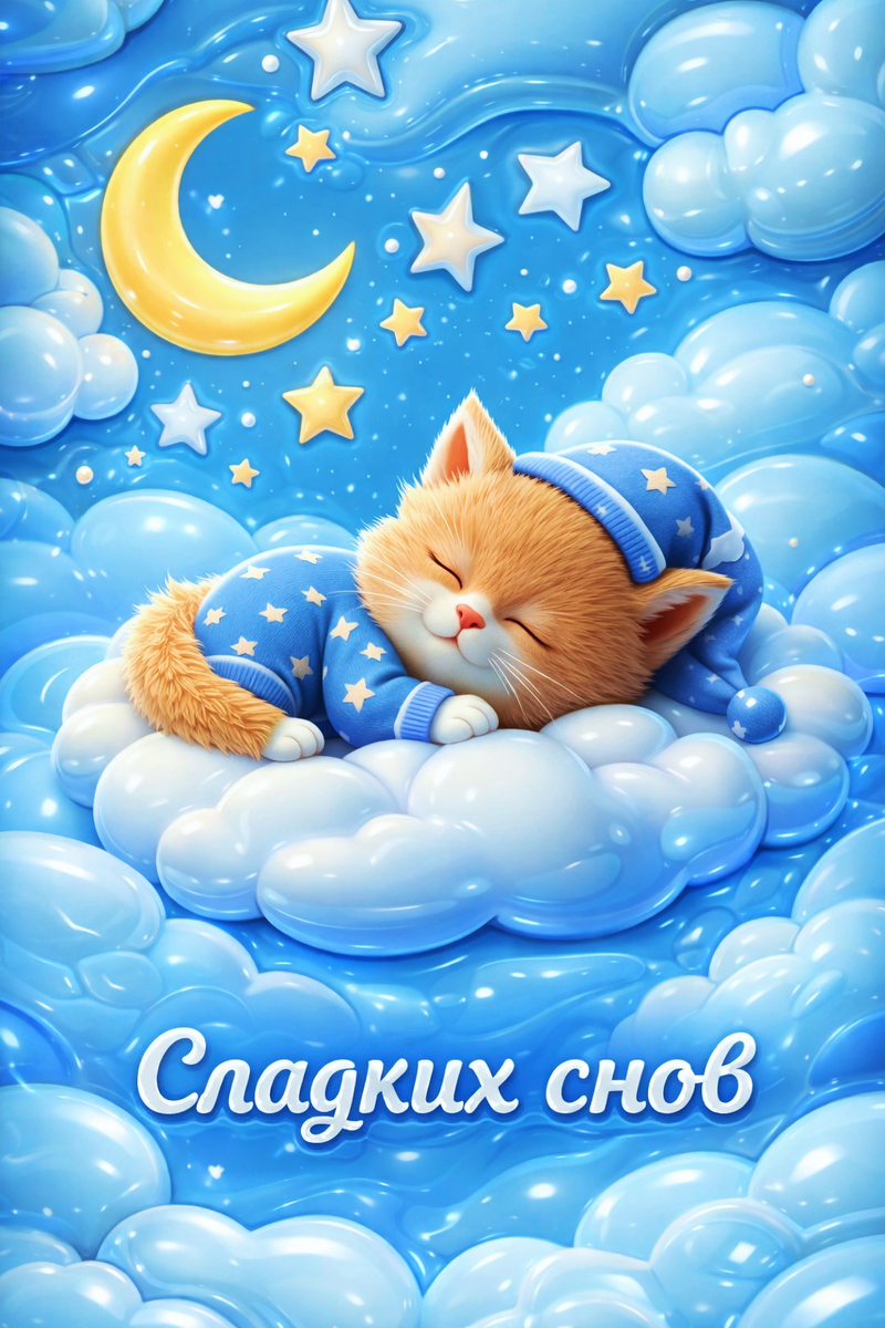 #сладких снов #спокойной ночи #ночь #открытка #милота 