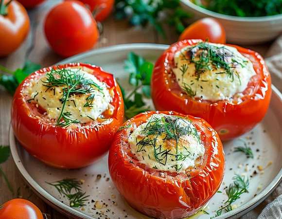 Фаршированные помидоры с сыром и зеленью