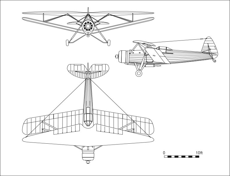 схема проекта мобилизационного перехватчика Airspeed AS.27 с двигателем Wolseley Aries