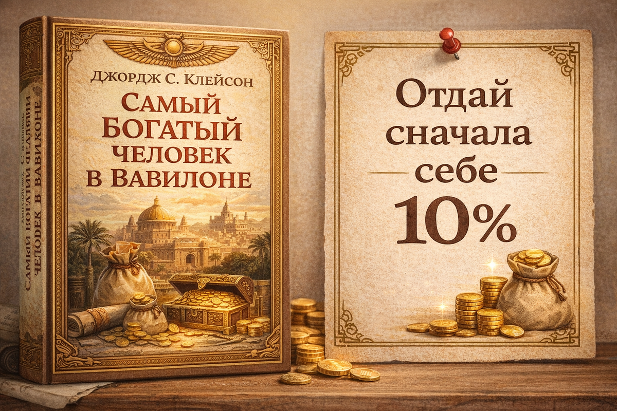 Обложка книги «Самый богатый человек в Вавилоне» и главное правило — откладывать 10% от любого дохода.