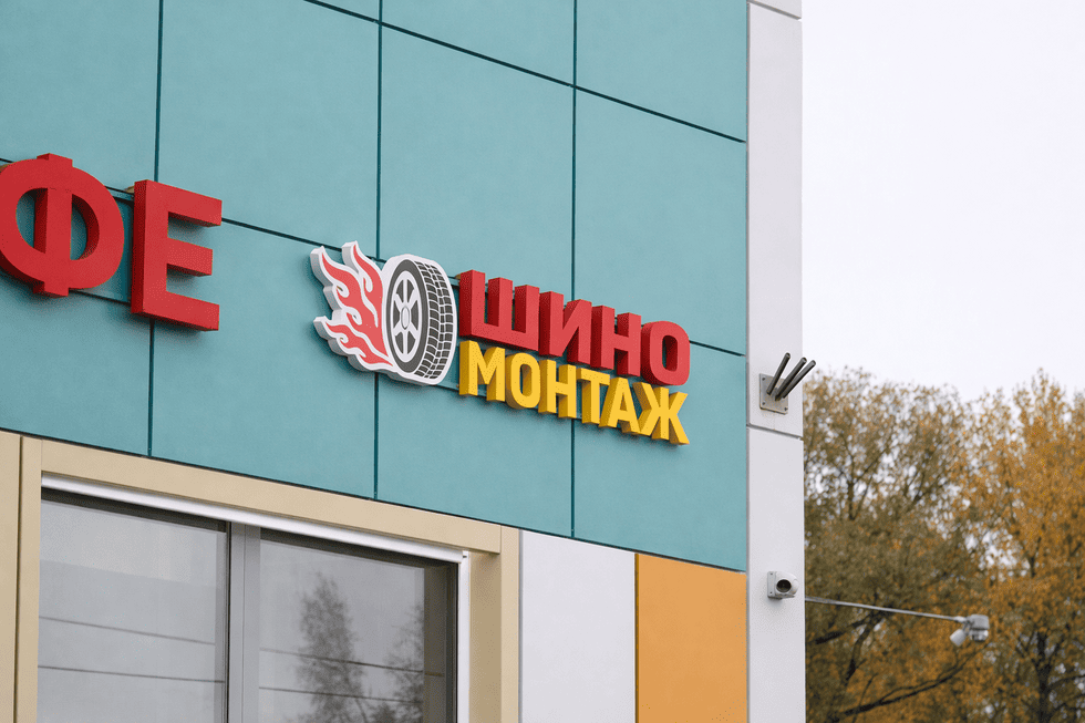 дизайн, производство и монтаж вывесок для шиномонтажа, автомоек и техцентров
