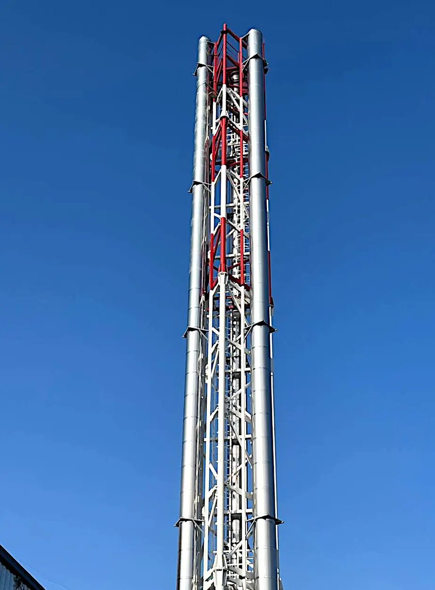 Промышленные дымовые трубы, высота 40 метров, производство Уральский завод дымоходов "Модуль"