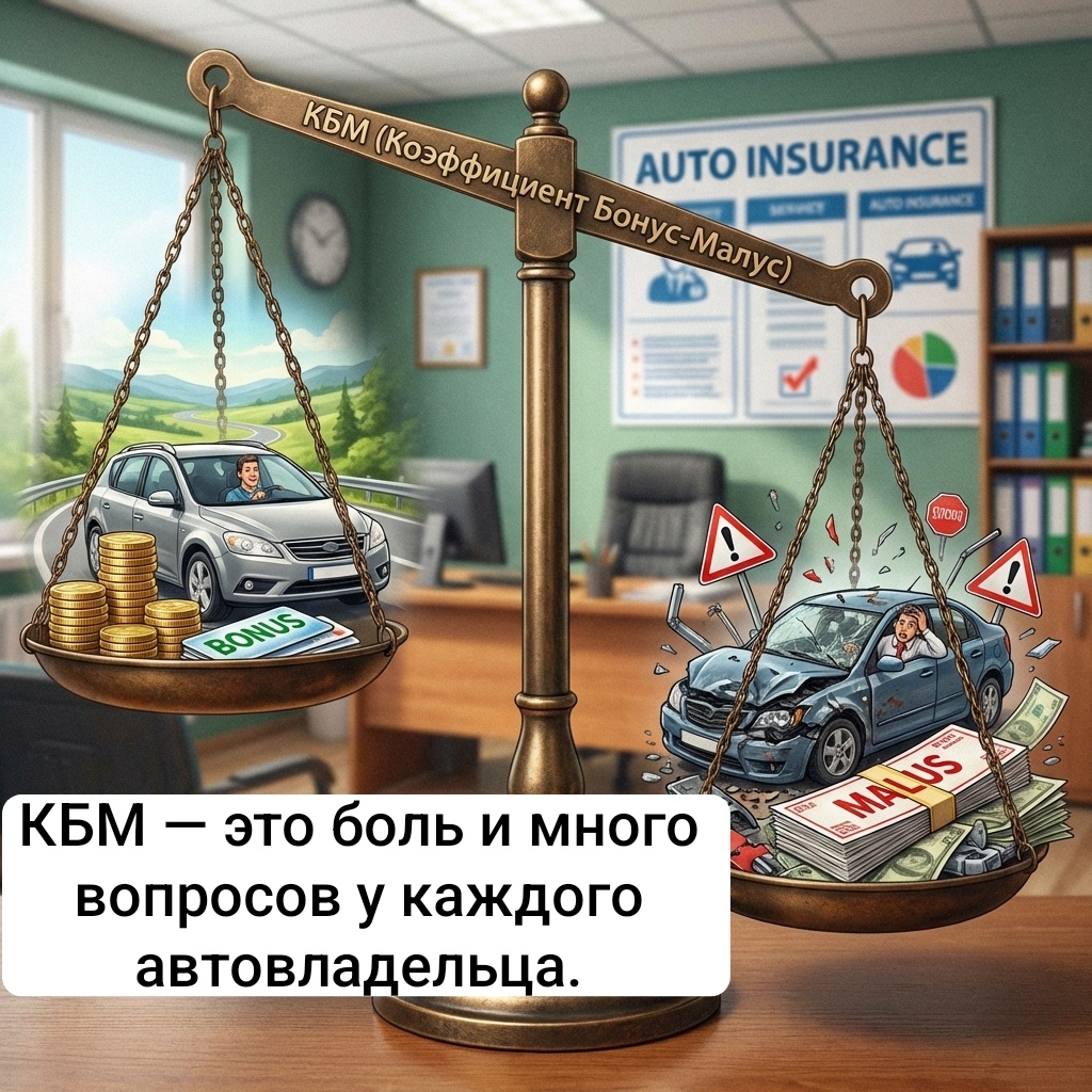 Знакомо: цена ОСАГО каждый год разная, хотя машина и водитель те же? Часто всему виной Коэффициент Бонус-Малус (КБМ) — Ваша «скидка за безаварийность». Разбираемся, как он работает, чтобы Вы не платили лишнего.

  Что такое КБМ?
Это цифра, которая умножается на базовую ставку ОСАГО. Если ездите аккуратно — она меньше 1 (даёт скидку). Если попадаете в аварии по своей вине — больше 1 (наценка). Этот показатель был введен в 2003 году, чтобы стимулировать водителей ездить аккуратно.

  Диапазоны коэффициента:

* Максимальная скидка 54%: КБМ = 0,46. Дают самым аккуратным водителям.
* Базовый тариф (без скидки и надбавки): КБМ = 1.0 . У новичков и тех, кто долго не страховался.
* Максимальная надбавка в 3,92 раза! КБМ = 3,92.  Для тех, кто часто виновен в ДТП.
* Если водитель страхуется впервые, то его КБМ = 1,17, будет повышающий коэффициент. 
* Если полис с неограниченным количеством водителей, то скидка по КБМ не будет учитываться и составит 1,17. 
* Если в полисе записано больше 1 водителя, расчет ведется по водителю, у которого наивысший коэффициенту среди них.

  Когда обновляется КБМ?
Перерасчет происходит 1 апреля. Таким образом, КБМ определяется ежегодно на срок с 1 апреля по 31 марта следующего года.

  Самая частая проблема (из- которой теряют тысячи):
Вы сменили водительское удостоверение (при потере, истечении срока, смене фамилии) или просто поменяли страховую компанию? В базе РСА вы можете «обнулиться» до КБМ = 1.0, даже если 10 лет ездили без аварий! Система не видит Вашу историю по старому удостоверению.

  Что делать?
1. Проверить свой актуальный КБМ можно бесплатно на сайте РСА.
2. Если обнаружили ошибку (Ваша скидка пропала) — её можно и нужно восстановить!

  Я Вам в этом помогу.