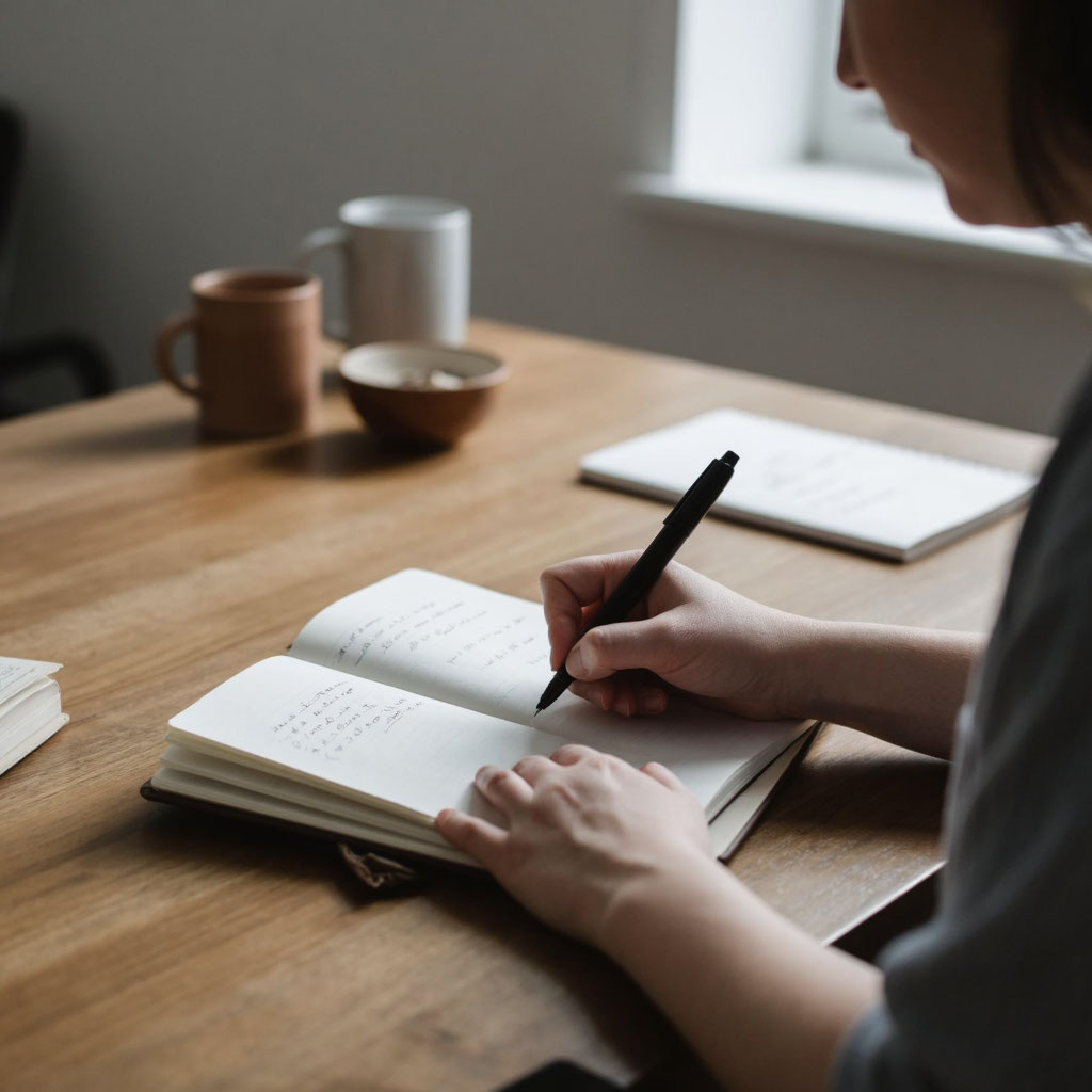 Утренний ритуал заполнения дневника "глазами ИИ"