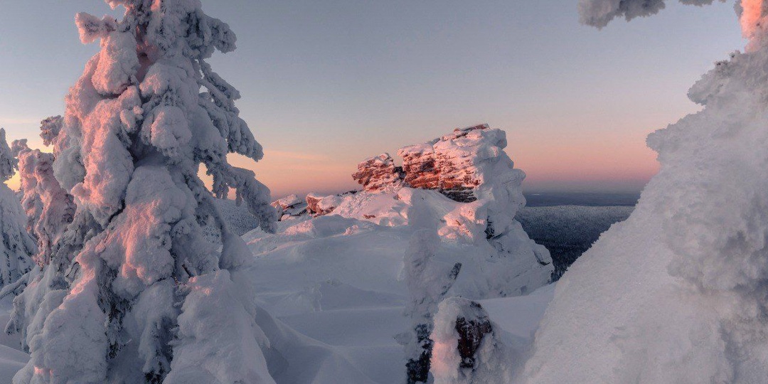 Мне так нравится зимой, когда солнце только-только выглядывает из-за горизонта, подсвечивая всё вокруг нежными розовыми тонами и наполняя