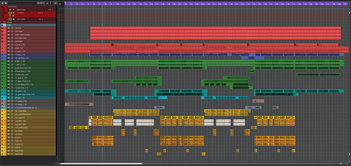 Так выглядит рабочий проект песни
