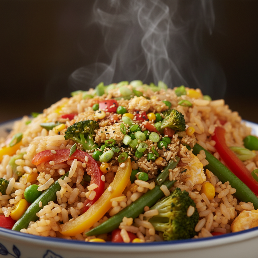 Ленивый Ужин в Азиатском Стиле: Рис с Овощами и Яйцом