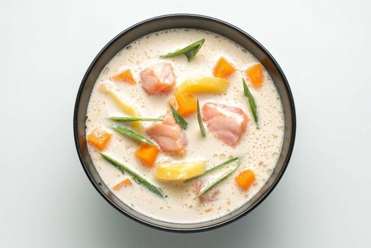 Японский сливочный суп с лососем (Суймен)