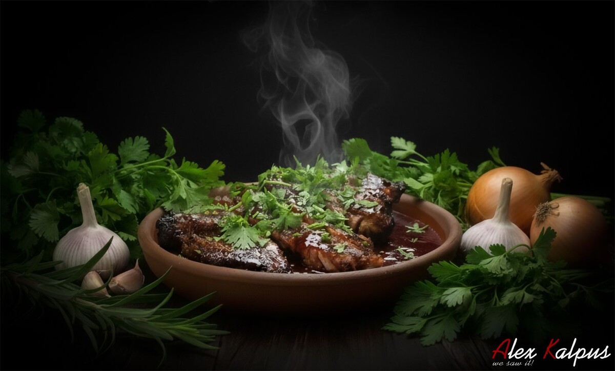 Говяжьи ребрышки в винном соусе по-грузински