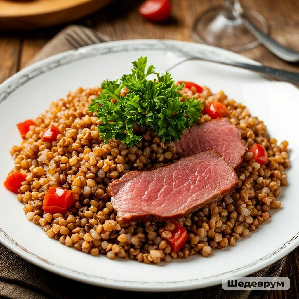 гречка с копчёностями