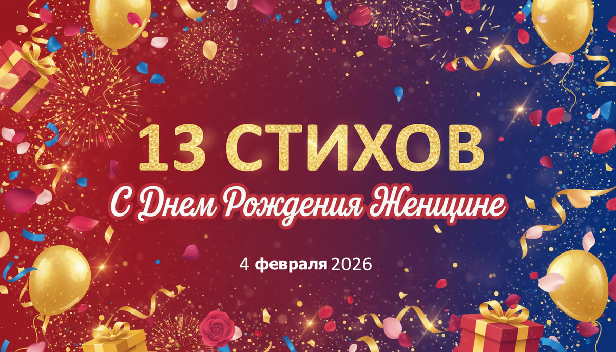 13 стихов С Днем рождения женщине 4 февраля 2026