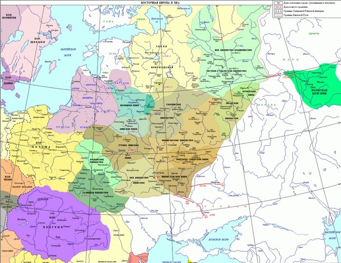Карта Руси в XII веке