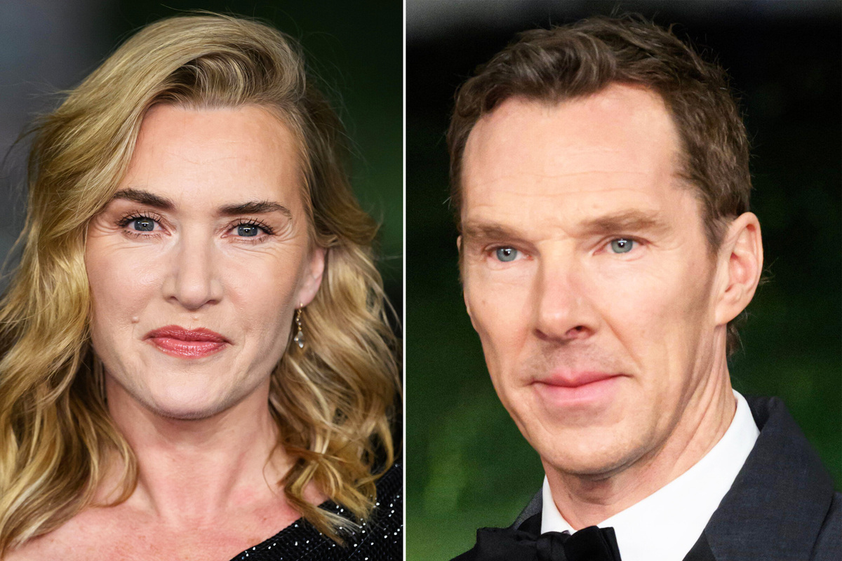     Кейт Уинслет в платье с открытым плечом и Бенедикт Камбербэтч с женой появились на приеме короля Карла III - 12 фото