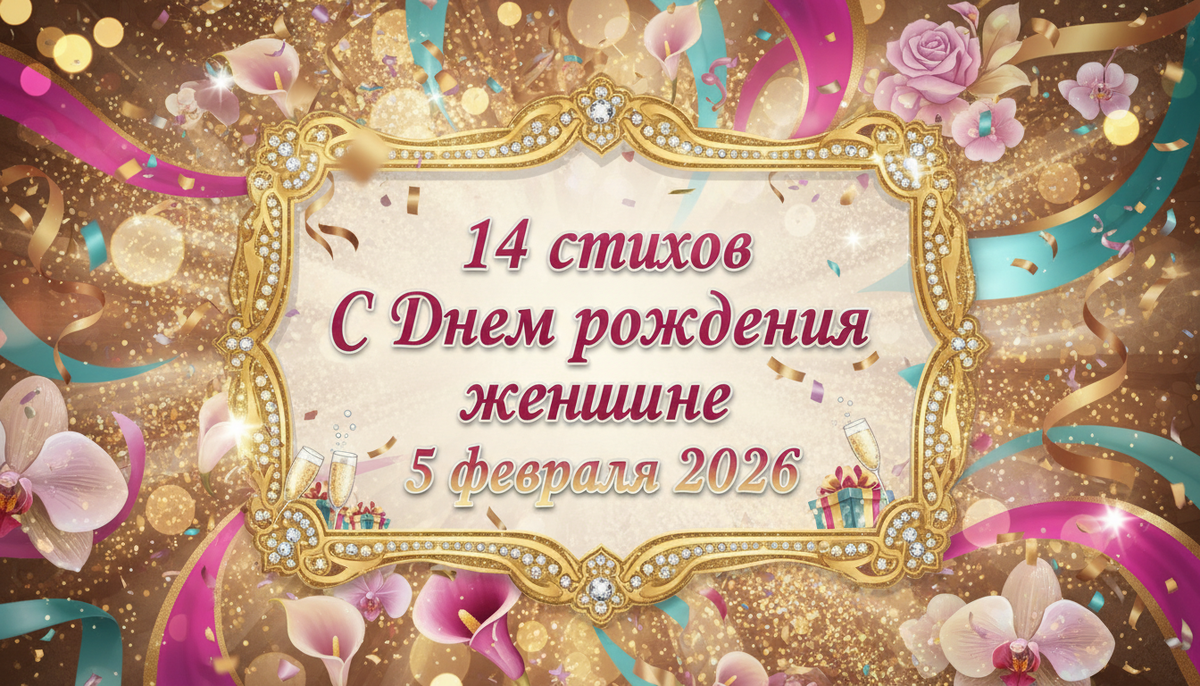 14 стихов С Днем рождения женщине 5 февраля 2026