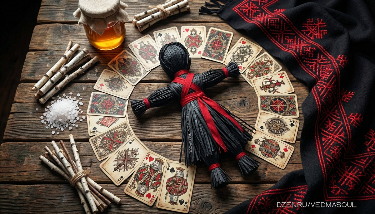 © Авторское изображение @vedmasoul. Cгенерировано ИИ.Порча, расклад на картах, чистка
