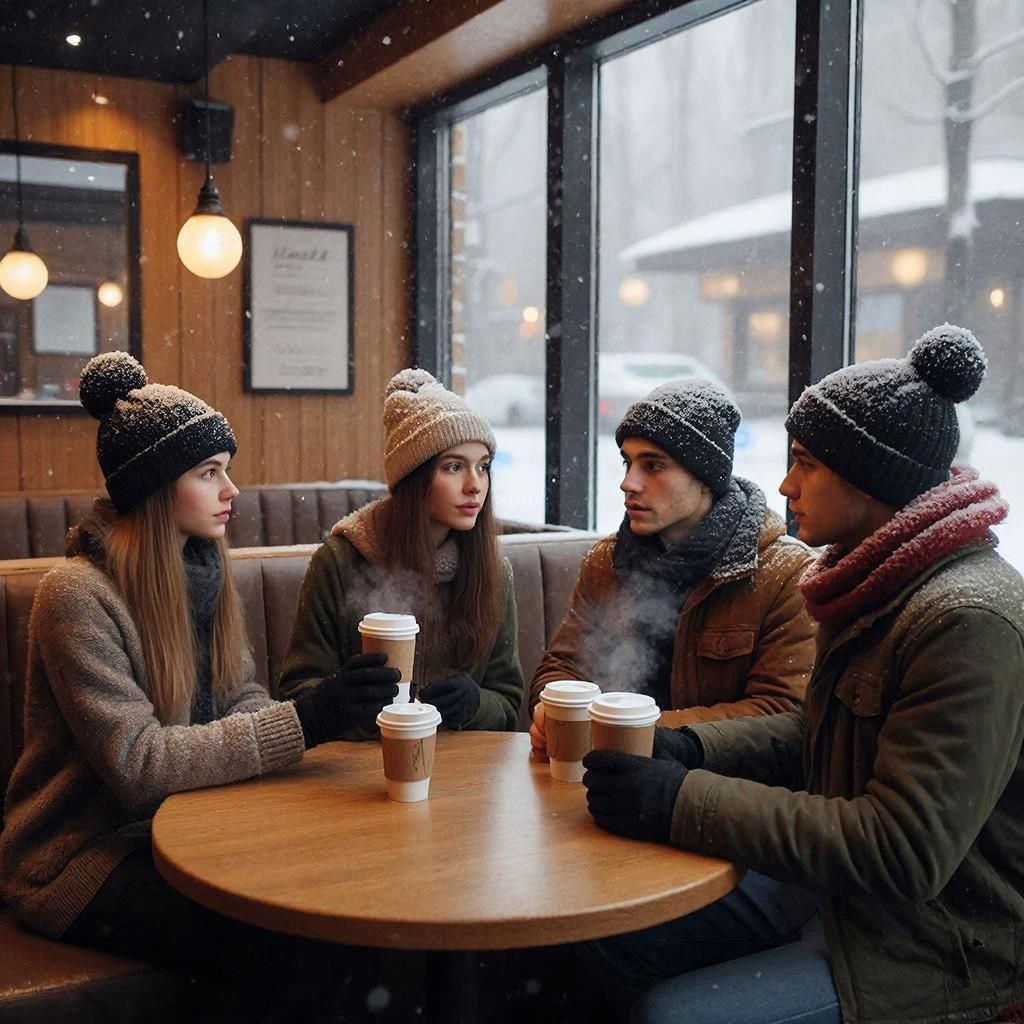 мы собрались в кафе на "большой совет" , предпринимаем мозговой штурм, ищем выход из сложившегося положения.