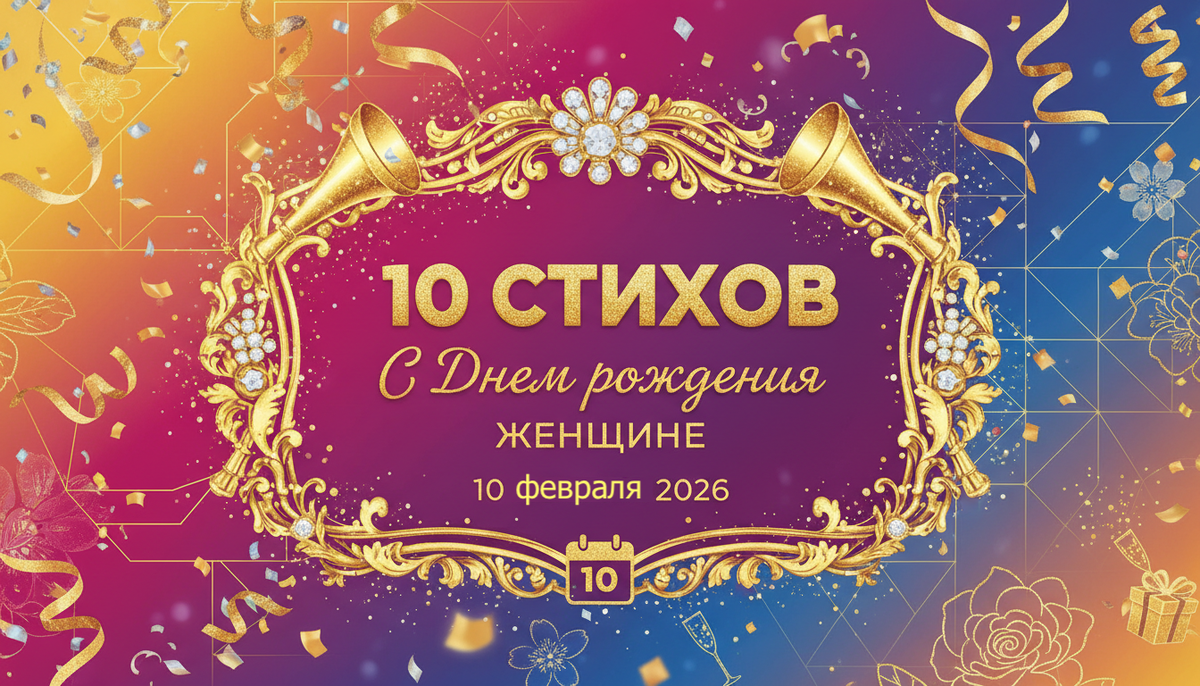 10 стихов С Днем рождения женщине 10 февраля 2026