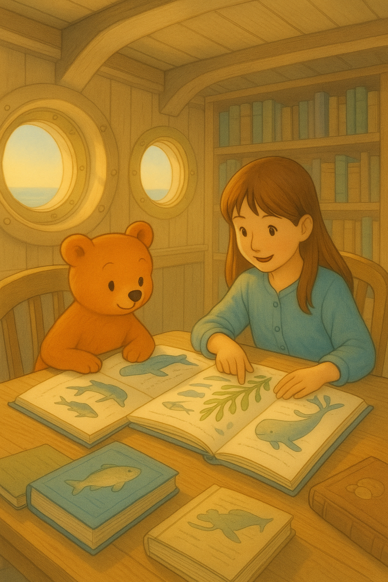 Клара и Мишель в библиотеке