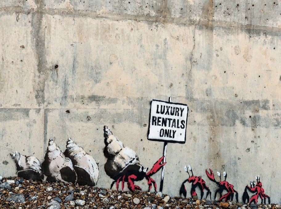 Графити Бенкси "Только элитная аренда"