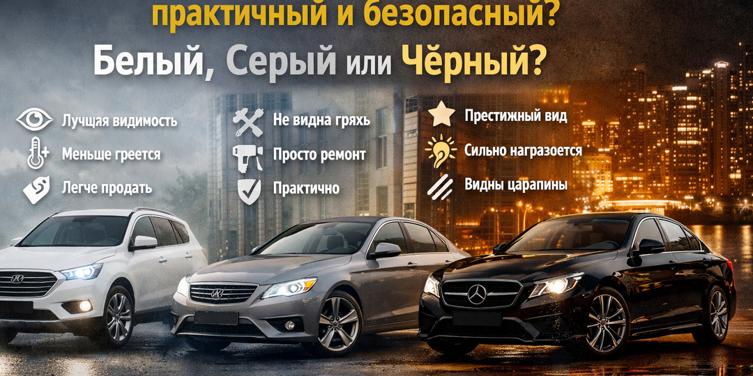 Какой цвет автомобиля самый практичный и безопасный — белый, серый или чёрный?