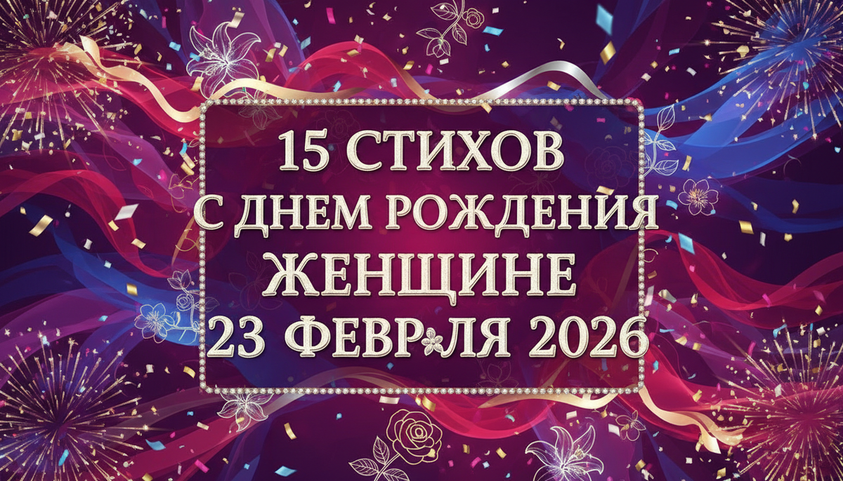 15 стихов С Днем рождения женщине 23 февраля 2026