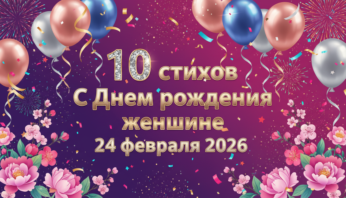 10 стихов С Днем рождения женщине 24 февраля 2026