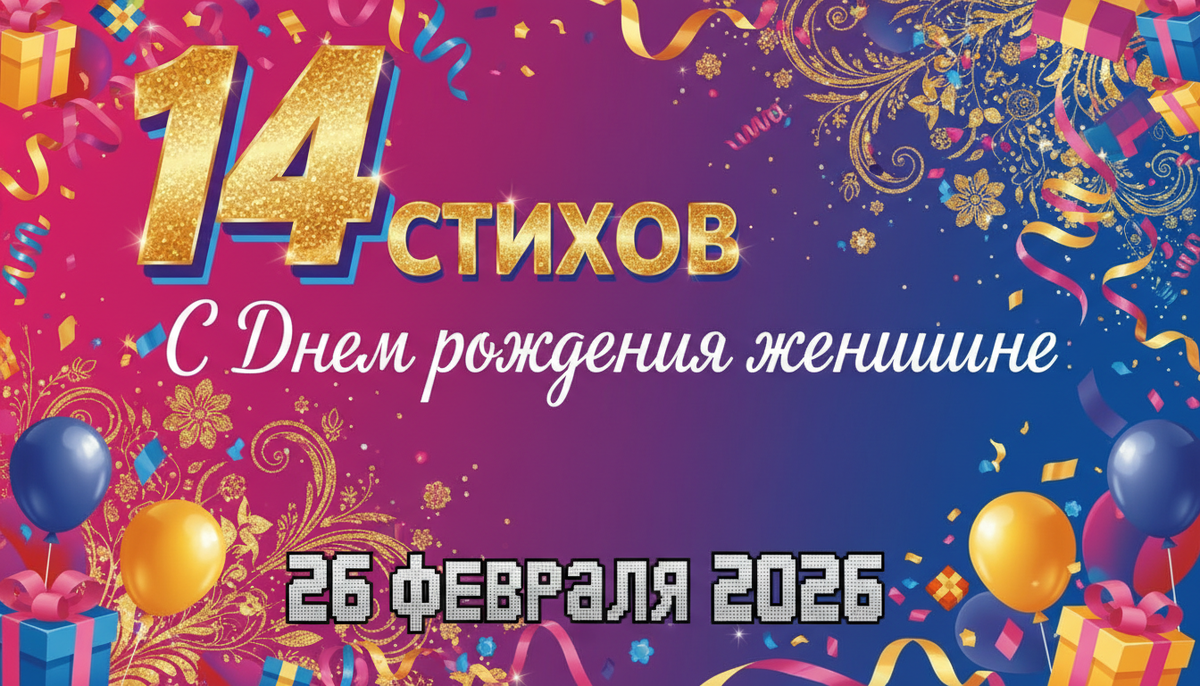 14 стихов С Днем рождения женщине 26 февраля 2026