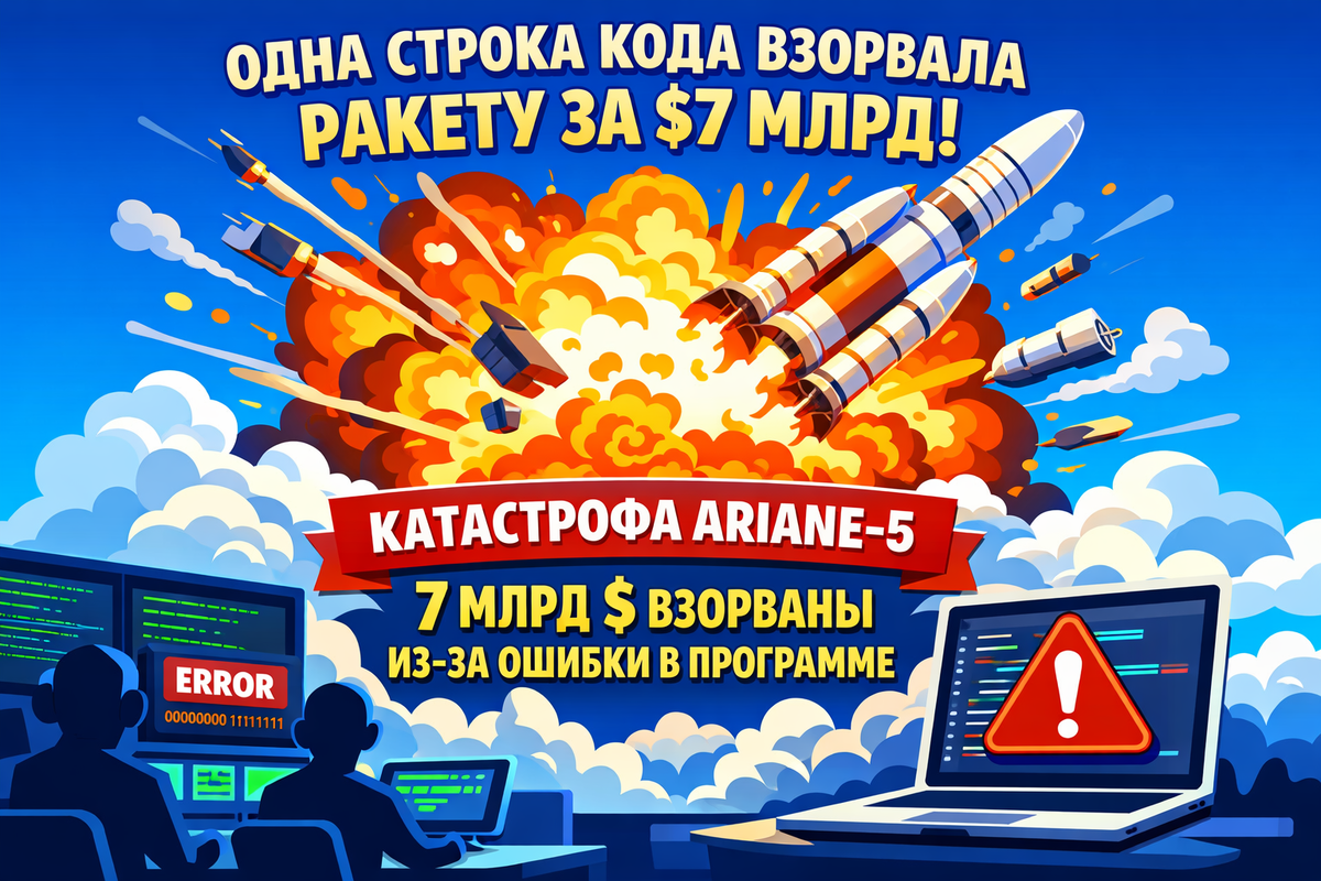 Одна строка кода взорвала ракету за $7 млрд: катастрофа Ariane-5