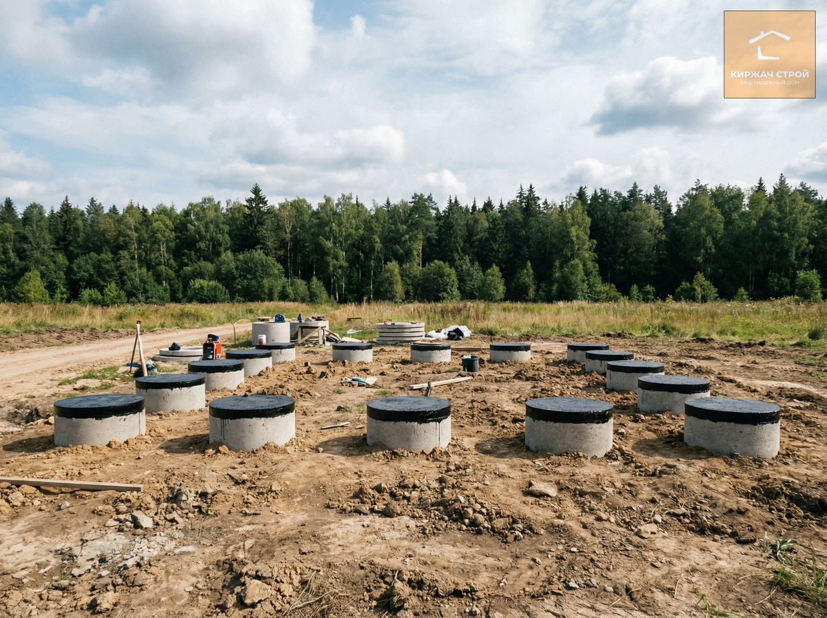 Начало пути: надежный фундамент из ж/б колец.
