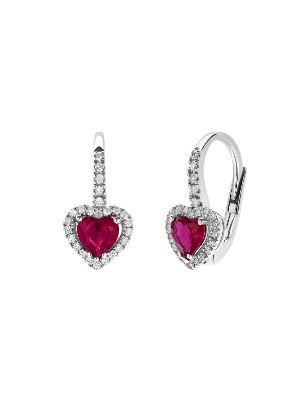 Серьги Mercury Color из белого золота с рубинами и бриллиантами