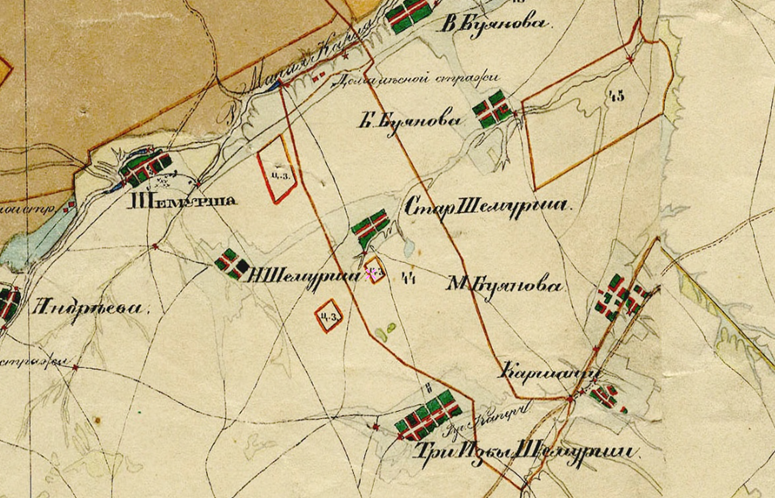 Карта Буинского уезда Симбирской губернии. 1859 г.