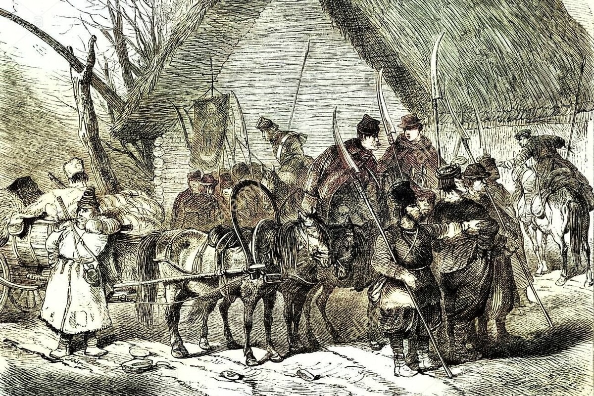    Отряд повстанцев у Житомира, гравюра XIX в. / Источник: jagellonia.org