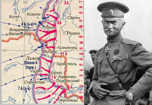 Алексей Алексеевич Брусилов. Карта прорыва. (изображение из открытых источников)