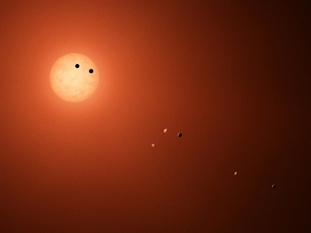    Система TRAPPIST-1 (семь известных планет) а представлении художника / © Wikimedia Commons
