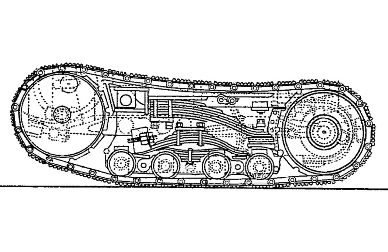 Система подвески каждой из кабин штурмового танка. Обратите внимание на расположение слева направо.